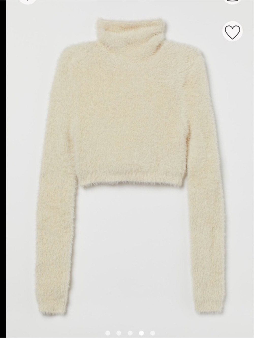 H&M Cream Fuzzy Cropped Turtleneck Sweater
